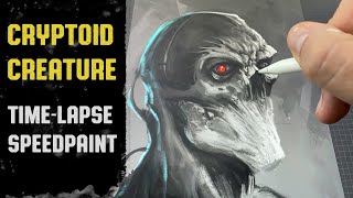 Dark Fantasy Art Process - Cryptoid Creature - Digital Procreate Time-lapse Drawing