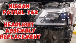 NISSAN PATROL Y62 REPLACE HEAD LIGHT ASSEMBLY | HOW TO REMOVE BUMPER