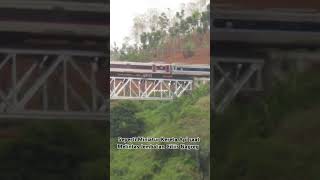 Kereta Api Lodaya Seperti Miniatur Saat Melintas Jembatan Citiis Nagreg