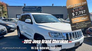 For Sale 2012 Jeep Grand Cherokee Laredo 4WD V6, Clean Condition, 3-Month Warranty, Only $7,797