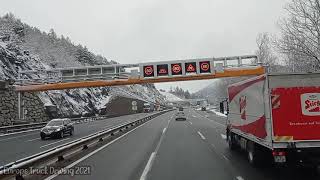 Cabin Truck View/Brenner Autobahn (Brennerautobahn)Innsbruk- Direction A22 Italia(Vipiteno)