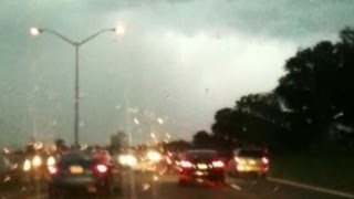 Driving through lightning and thunder