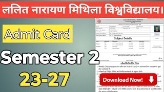 LNMU 2023-27 semester 2 admit card Download , 2024 semester ii admit card download link active