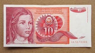 10 Yugoslavian Dinars Banknote (Ten Dinars Yugoslavia / 1990)