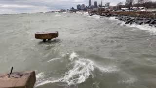 High wind day on Lake Erie from Cleveland.