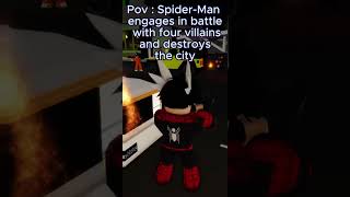 Spider-Man engages in battle with four villains  😂😂#shorts #short #roblox #robloxedit #robloxshorts