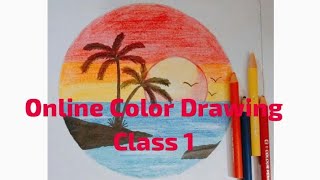 Sunset Color pencil Tutorial | How to draw scenery with color pencil | Scenery drawing for beginner