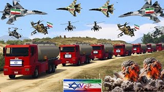 Israeli Army Oil Supply Convoy Badly Destroyed By Irani Fighter Jets,Drones&War Helicopters in GTA 5