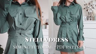 DIY Button Up Dress Shirt | Stella dress sewing tutorial | +PDF pattern