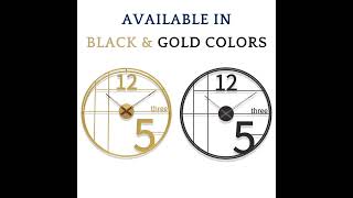 Modern & Minimalist Wall Clock (Available in Black & Gold Color) for more info WhatsApp 9084513569