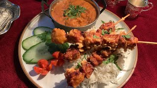 Chicken Satay with Peanut Sauce, from the Indonesian and Malaysian cuisine