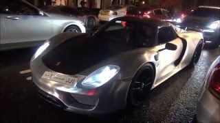 Satin Chrome Porsche 918 Spyder Start Up Sound and Driving