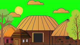 village background animated cartoon green screen video