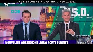 Jordan Bardella à propos de l'agression de Mila sur BFMTV.