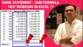 Bank Statement - SUM Formula not Working in Excel ?? Solution by TechGuruPlus