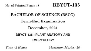 BBYCT-135 IGNOU Previous year paper English and Hindi version // BBYCT-135