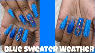 Blue Sweater Weather Nails | Watch Me Work | Tutorial