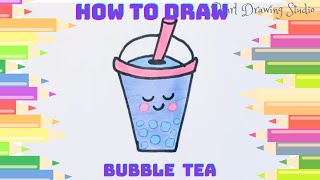 How to draw bubble tea - Easy beginners bubble tea drawing