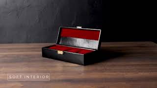 Black Leather Watch Box, Watch Organizer - Herzog