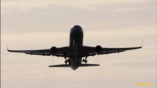 United airlines Boeing 767-300 take off from RW36L at schiphol airport