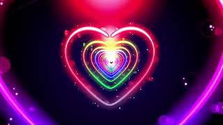 Colourful Beautiful❤️Heart Tunnel - Heart Background - Neon Lights Love Heart Tunnel Loop