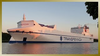 The last Sunlight of the Day: Ro-Ro Cargo Ship TRICA in Kiel Canal