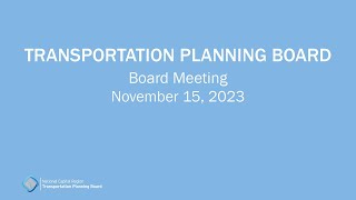 TPB Meeting - November 15, 2023