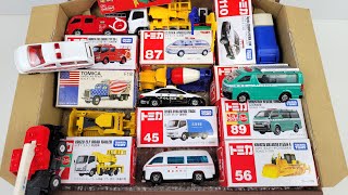 トミカ『緊急車両＆建設車両』ミニカーを同じ絵柄の箱に収納です☆Tomica Construction & Emergency Vehicles Stored in a Box!