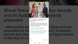 BHARAT RATNA DR. AMBEDKAR Award And International Buddha peacw Award presented