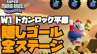 【隠しゴール】W1 ドカンロック平原の隠しゴールがあるコースと行き方【スーパーマリオブラザーズ ワンダー】