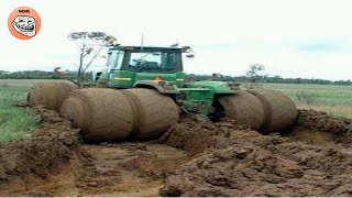 Tractor stuck in mud!!! Agricultural machinery on heavy off road!