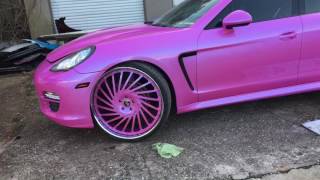 Outrageous Miami Pink Porsche Panamera on 26" Forgiatos