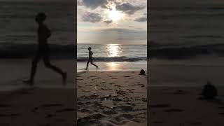 Two Persons Running Along The Seashore❤