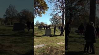 Cadenbach funeral departure bagpipes and balloons