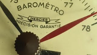 Antiguo Barómetro Francés Mercier Precisión Garantizada Años 30 Funcionando Madera Metal y Vidrio