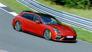 New Porsche Panamera Turbo S Sport Turismo 2021 on the Race Track