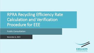 Webinar: Recycling Efficiency Rate (RER) Calculation and Verification Procedure for EEE