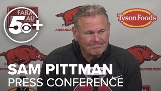 Arkansas Head Football Coach Sam Pittman speaks ahead of LA Tech game