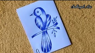 easy bird drawing step by step  // how to draw a bird using number 2 // bird drawing for beginners