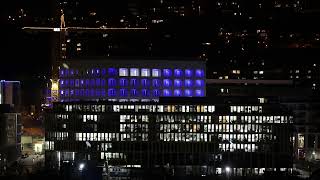 Stuttgart Stadtbibliothek bei Nacht Zeitraffer