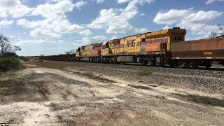 IMG 1551 AC4308 AC4307 mid train DPU locos 5417 loaded iron ore to Esperance Gibson on 6 April 2018.