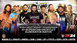 10-Superstar Gauntlet Eliminator Match | Roman Reigns (C) World Heavyweight Championship | WWE 2K24