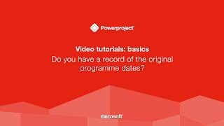 Tutorial - Do you have a record of the original programme dates?