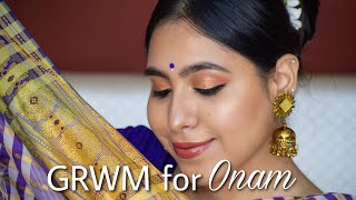 GET READY WITH ME FOR ONAM • Step-by-step makeup • Festive Glam with affordable makeup products •