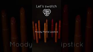 PAC MOODY MATTE LIPSTICK SWATCHES for Indian skin tones |  #lipsticks  #paccosmetics #affordable