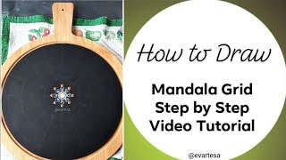 How to Draw Mandala Circle Basic Grid on a Wooden Board | Step by Step Tutorial for Beginners