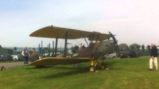 WW2 TIGER MOTH EX RAF D.H.82, ENGINE START UP @ HENSTRIDGE APRIL 27 2011 ( VIDEO 1 OF 2)