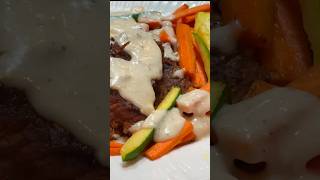 BEEF STEAK WITH WHITE SAUCE #shortvideo #steak #beefrecipes #dinner #viralvideo #food #recipe