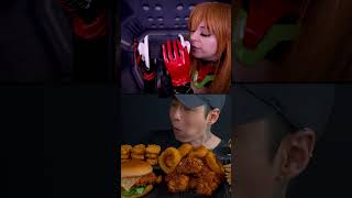 ASMR MUKBANG Fast Food Big Mac Chicken Nugget x Ear Licking with Asuka  ASMR Neon Genesis Evangelion