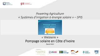 Webinaire : Pompage solaire en Côte d'Ivoire (cours français 2019)